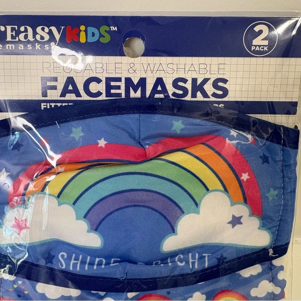 Breasy Kids 2 Face Masks Rainbows Reusable & Washable Summer Masks